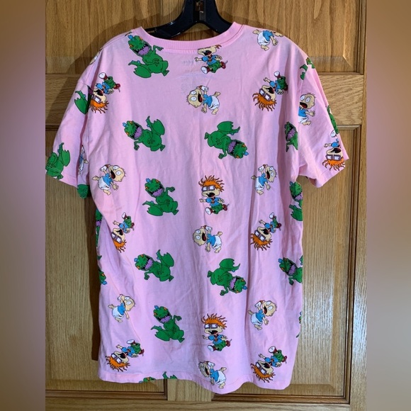 Nickelodeon Cartoon Graphic T-Shirt LARGE L RUGRATS Reptar Chuckie Tommy PINK - Picture 2 of 3